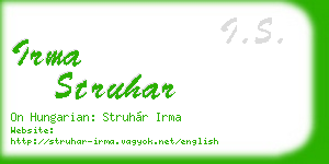 irma struhar business card